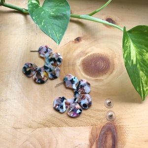 Funky Rainbow Resin Flower Hoops